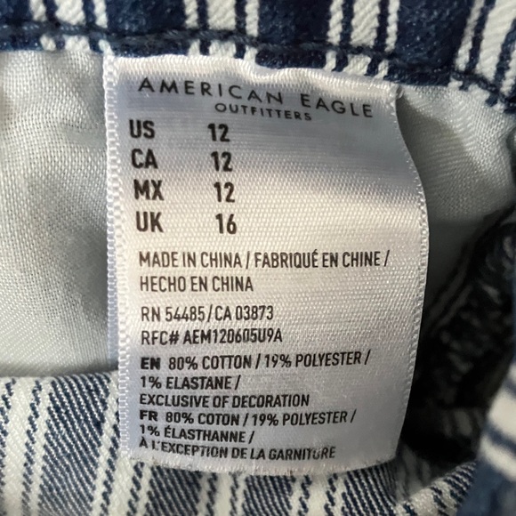American Eagle Outfitters Navy and White Striped Jean Shorts - Picture 2 of 5